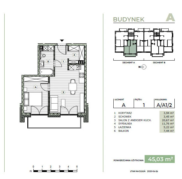 firma budowlana prezentuje mieszkanie A/A1/2 I piętra bloku A os. Krajobrazowe - Kalisz Sulisławice