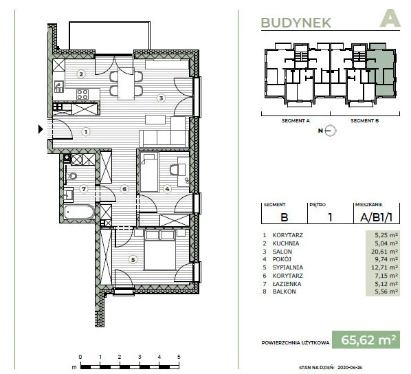 firma budowlana prezentuje mieszkanie A/B1/1 I piętra bloku A os. Krajobrazowe - Kalisz Sulisławice